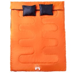 vidaXL Saco de dormir doble y almohadas camping adultos 3-4 estaciones