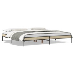 vidaXL Estructura cama madera ingeniería metal roble Sonoma 200x200 cm
