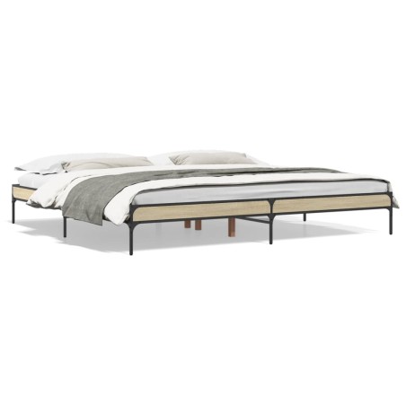 vidaXL Estructura cama madera ingeniería metal roble Sonoma 200x200 cm