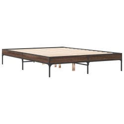 vidaXL Estructura cama madera ingeniería metal marrón roble 140x190 cm