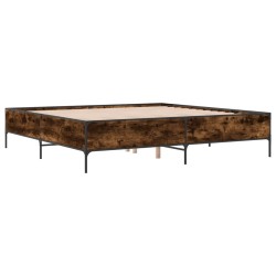 vidaXL Estructura cama madera ingeniería metal roble ahumado 180x200cm