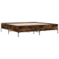 vidaXL Estructura cama madera ingeniería metal roble ahumado 180x200cm vidaXL Estructura cama madera ingeniería metal roble ahumado 180x200cm