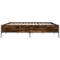 vidaXL Estructura cama madera ingeniería metal roble ahumado 180x200cm vidaXL Estructura cama madera ingeniería metal roble ahumado 180x200cm