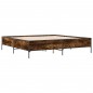 vidaXL Estructura cama madera ingeniería metal roble ahumado 180x200cm vidaXL Estructura cama madera ingeniería metal roble ahumado 180x200cm