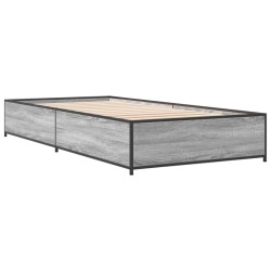 vidaXL Estructura cama madera ingeniería metal gris Sonoma 75x190 cm