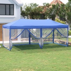 vidaXL Carpa para fiestas plegable con paredes laterales azul 3x6 m