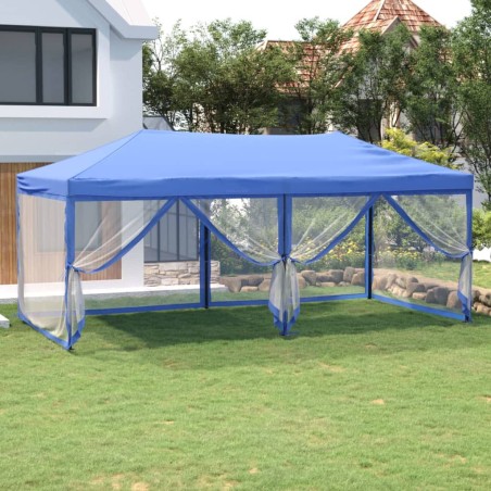 vidaXL Carpa para fiestas plegable con paredes laterales azul 3x6 m