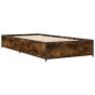 vidaXL Estructura cama madera ingeniería metal roble ahumado 90x190 cm