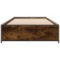 vidaXL Estructura cama madera ingeniería metal roble ahumado 90x190 cm