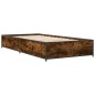 vidaXL Estructura cama madera ingeniería metal roble ahumado 90x190 cm