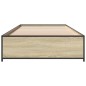 vidaXL Estructura cama madera ingeniería metal roble Sonoma 100x200 cm