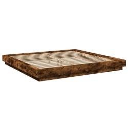 vidaXL Estructura cama con luces LED madera roble ahumado 200x200 cm