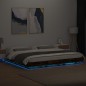 vidaXL Estructura cama con luces LED madera roble ahumado 200x200 cm vidaXL Estructura cama con luces LED madera roble ahumado 200x200 cm