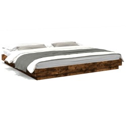 vidaXL Estructura cama con luces LED madera roble ahumado 180x200 cm