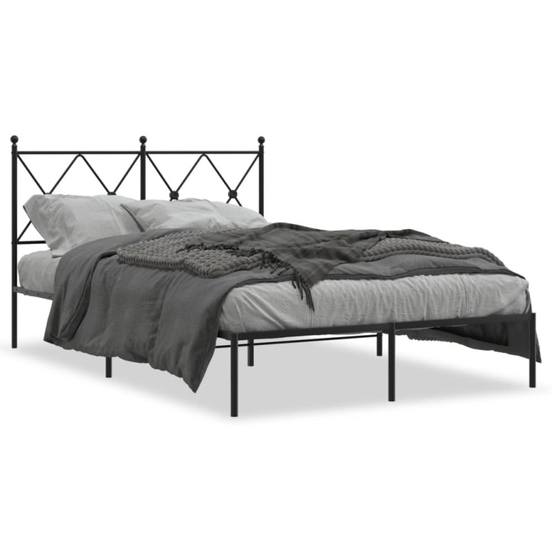 vidaXL Estructura de cama con cabecero metal negro 120x190 cm vidaXL Estructura de cama con cabecero metal negro 120x190 cm