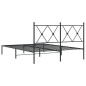 vidaXL Estructura de cama con cabecero metal negro 135x190 cm vidaXL Estructura de cama con cabecero metal negro 135x190 cm