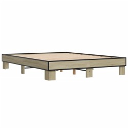 vidaXL Estructura cama madera ingeniería metal roble Sonoma 150x200 cm
