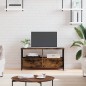 vidaXL Mueble TV hierro madera contrachapada roble ahumado 90x33x45cm vidaXL Mueble TV hierro madera contrachapada roble ahumado 90x33x45cm