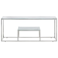 vidaXL Mesa de centro plateada acero inoxidable y vidrio templado