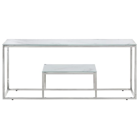 vidaXL Mesa de centro plateada acero inoxidable y vidrio templado