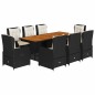 vidaXL Set de comedor de jardín 9 pzas y cojines ratán sintético negro vidaXL Set de comedor de jardín 9 pzas y cojines ratán sintético negro