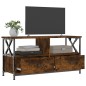 vidaXL Mueble TV hierro madera contrachapada roble ahumado 90x33x45cm vidaXL Mueble TV hierro madera contrachapada roble ahumado 90x33x45cm