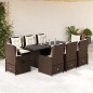vidaXL Set comedor para jardín 9 pzas y cojines ratán sintético marrón vidaXL Set comedor para jardín 9 pzas y cojines ratán sintético marrón
