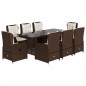 vidaXL Set comedor para jardín 9 pzas y cojines ratán sintético marrón vidaXL Set comedor para jardín 9 pzas y cojines ratán sintético marrón