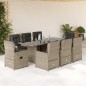 vidaXL Set comedor de jardín 9 pzas cojines ratán sintético gris claro vidaXL Set comedor de jardín 9 pzas cojines ratán sintético gris claro