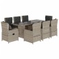 vidaXL Set comedor de jardín 9 pzas cojines ratán sintético gris claro vidaXL Set comedor de jardín 9 pzas cojines ratán sintético gris claro