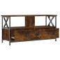 vidaXL Mueble TV hierro madera contrachapada roble ahumado 90x33x45cm vidaXL Mueble TV hierro madera contrachapada roble ahumado 90x33x45cm