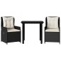 vidaXL Set comedor de jardín 3 pzas con cojines ratán sintético negro vidaXL Set comedor de jardín 3 pzas con cojines ratán sintético negro