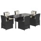 vidaXL Set de comedor de jardín 7 pzas y cojines ratán sintético negro