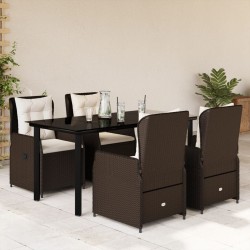vidaXL Set comedor de jardín 5 piezas y cojines ratán sintético marrón