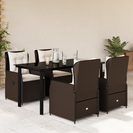 vidaXL Set comedor de jardín 5 piezas y cojines ratán sintético marrón