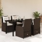 vidaXL Set comedor de jardín 5 piezas y cojines ratán sintético marrón
