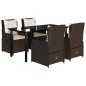 vidaXL Set comedor de jardín 5 piezas y cojines ratán sintético marrón