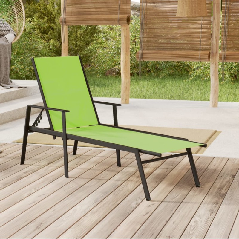 vidaXL Tumbona de acero y tela textilene verde vidaXL Tumbona de acero y tela textilene verde