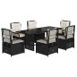 vidaXL Set de comedor de jardín 7 pzas y cojines ratán sintético negro vidaXL Set de comedor de jardín 7 pzas y cojines ratán sintético negro