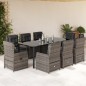 vidaXL Set comedor jardín 9 pzas y cojines ratán sintético gris vidaXL Set comedor jardín 9 pzas y cojines ratán sintético gris