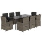 vidaXL Set comedor jardín 9 pzas y cojines ratán sintético gris vidaXL Set comedor jardín 9 pzas y cojines ratán sintético gris