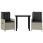 vidaXL Set comedor de jardín 3 pzas cojines ratán sintético gris claro vidaXL Set comedor de jardín 3 pzas cojines ratán sintético gris claro
