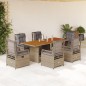 vidaXL Set comedor de jardín 7 pzas con cojines ratán sintético beige vidaXL Set comedor de jardín 7 pzas con cojines ratán sintético beige