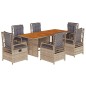 vidaXL Set comedor de jardín 7 pzas con cojines ratán sintético beige vidaXL Set comedor de jardín 7 pzas con cojines ratán sintético beige