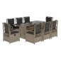 vidaXL Set comedor de jardín 9 pzas cojines ratán sintético gris claro