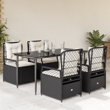 vidaXL Set de muebles jardín 5 pzas con cojines ratán sintético negro