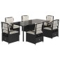 vidaXL Set de comedor de jardín 7 pzas y cojines ratán sintético negro vidaXL Set de comedor de jardín 7 pzas y cojines ratán sintético negro