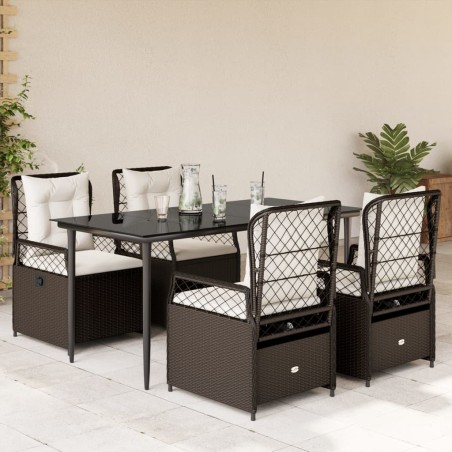 vidaXL Set comedor de jardín 5 piezas y cojines ratán sintético marrón