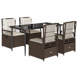 vidaXL Set comedor de jardín 5 piezas y cojines ratán sintético marrón