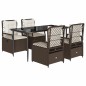 vidaXL Set comedor de jardín 5 piezas y cojines ratán sintético marrón vidaXL Set comedor de jardín 5 piezas y cojines ratán sintético marrón